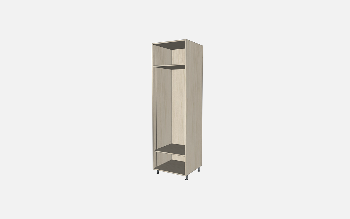Open Closet Cabinet with One Fixed Shelf and One Adjustable Shelf