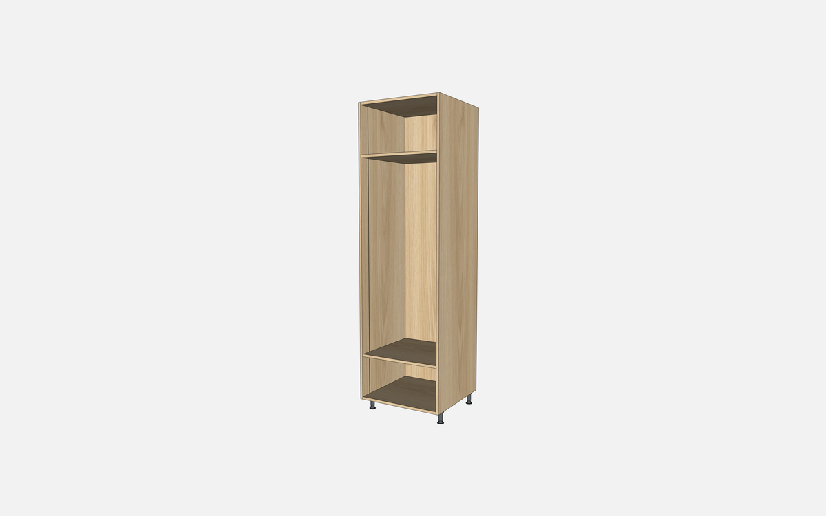 Open Closet Cabinet with One Fixed Shelf and One Adjustable Shelf