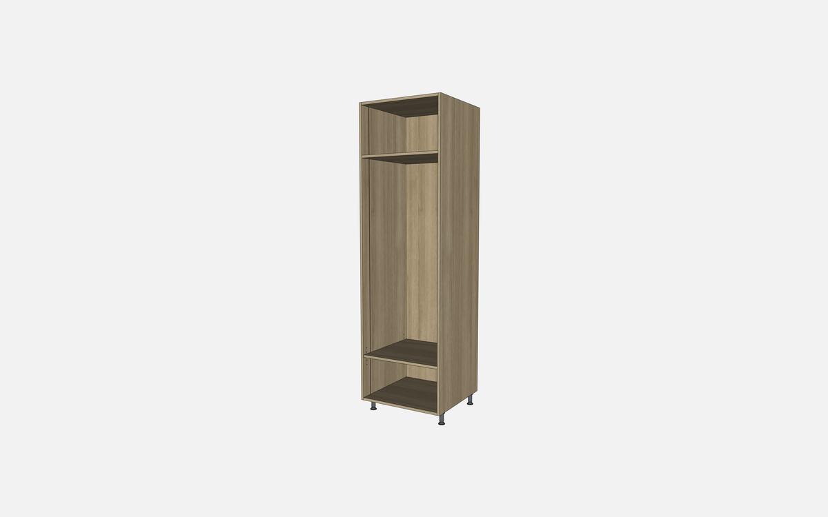 Open Closet Cabinet with One Fixed Shelf and One Adjustable Shelf