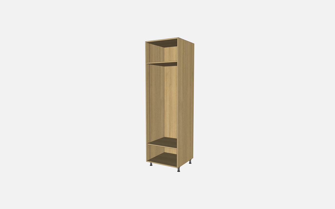 Open Closet Cabinet with One Fixed Shelf and One Adjustable Shelf