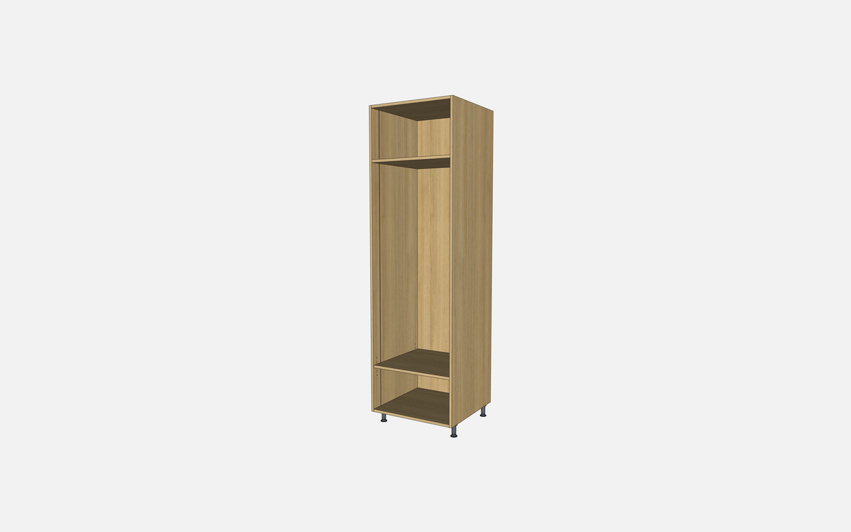 Open Closet Cabinet with One Fixed Shelf and One Adjustable Shelf