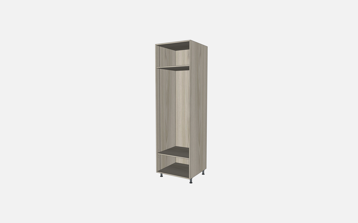 Open Closet Cabinet with One Fixed Shelf and One Adjustable Shelf