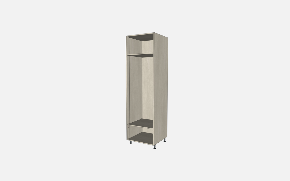 Open Closet Cabinet with One Fixed Shelf and One Adjustable Shelf