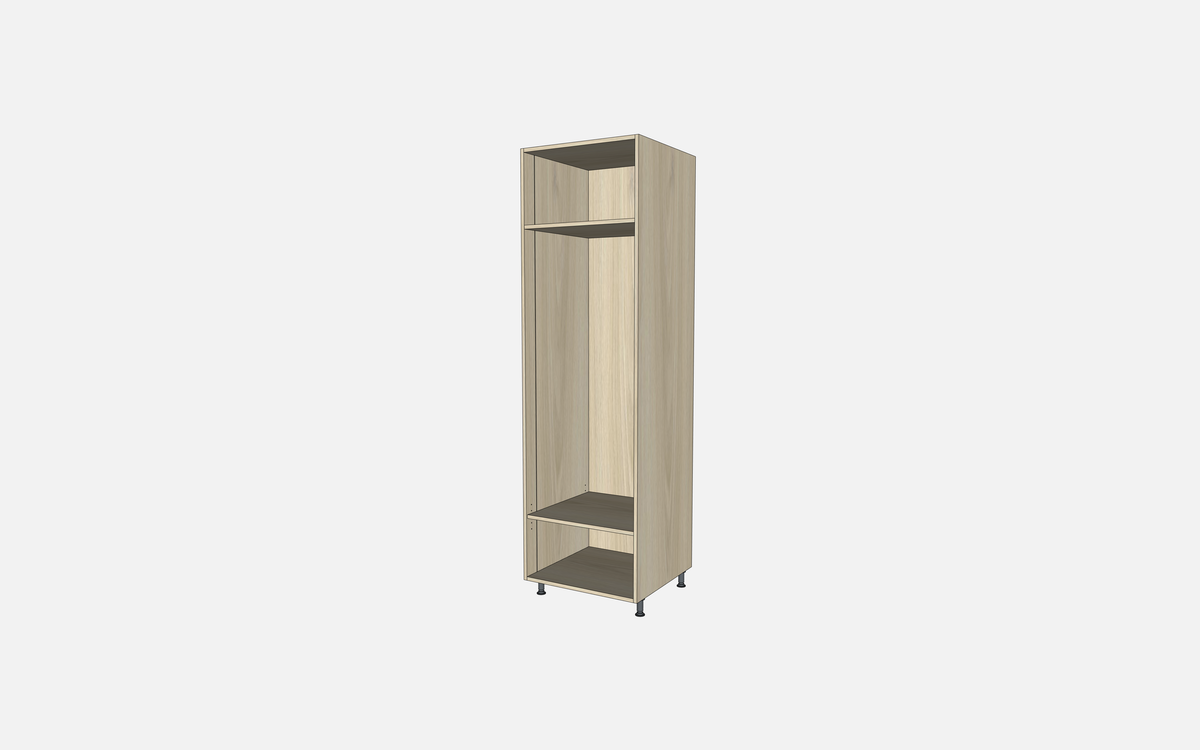 Open Closet Cabinet with One Fixed Shelf and One Adjustable Shelf