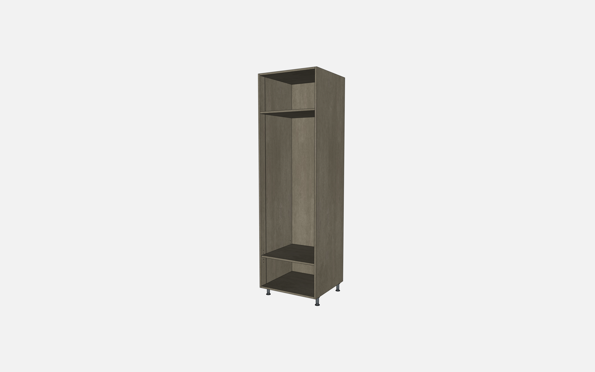 Open Closet Cabinet with One Fixed Shelf and One Adjustable Shelf