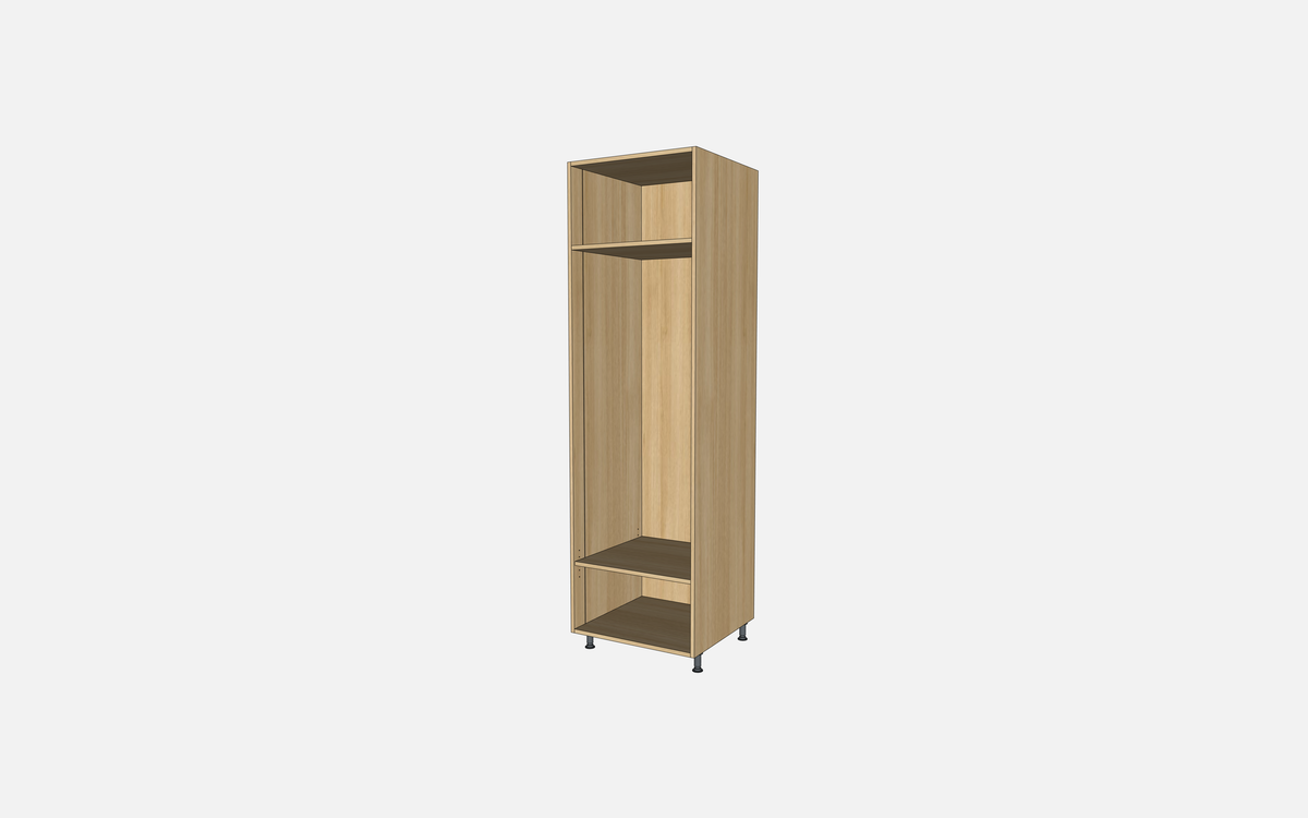 Open Closet Cabinet with One Fixed Shelf and One Adjustable Shelf