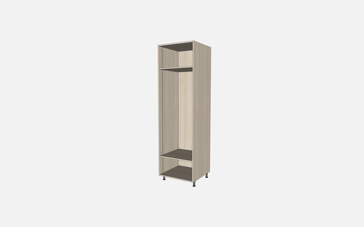Open Closet Cabinet with One Fixed Shelf and One Adjustable Shelf