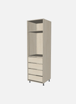 Open Closet Cabinet with Two Fixed Shelves & Four Trays