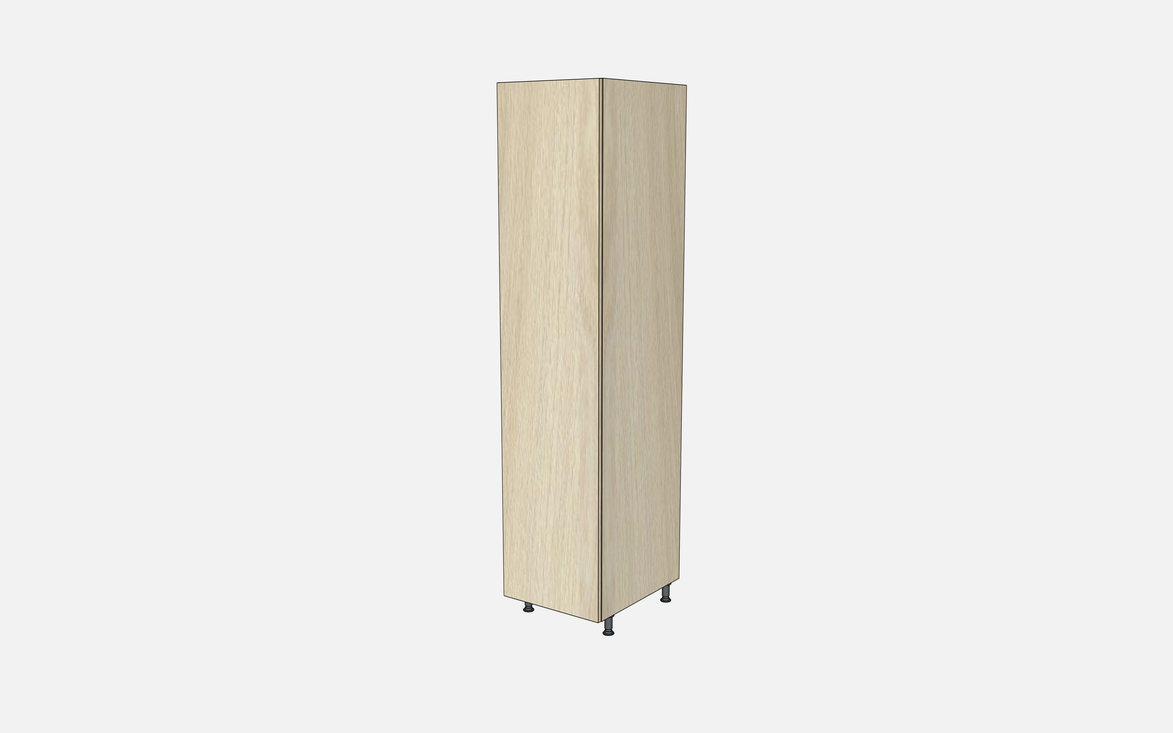 Left-Hinged Closet Cabinet with Two Fixed Shelves