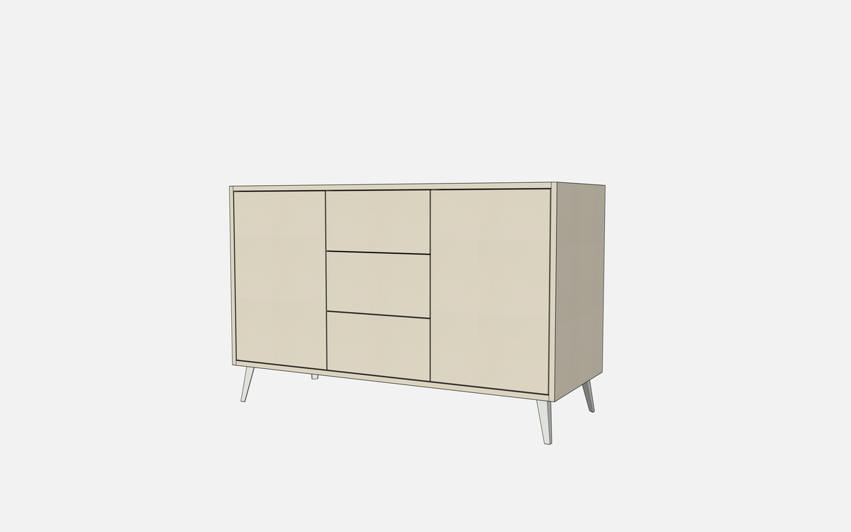 Double Door Vanity Base with Three Drawers - Under Mount Sink