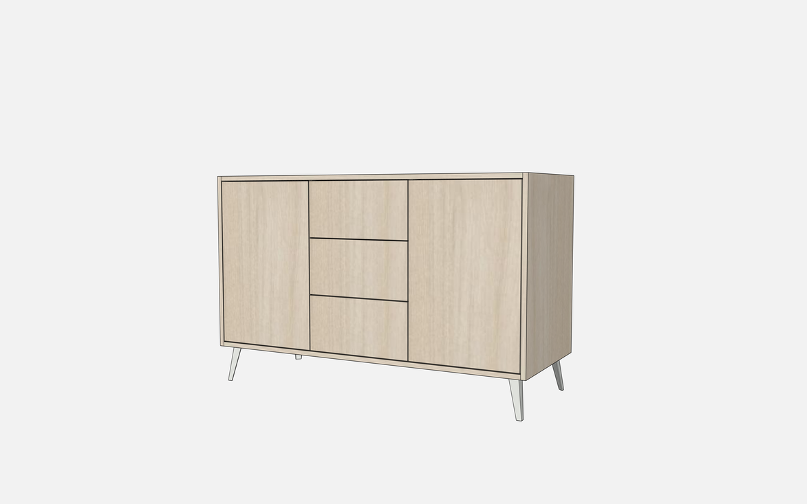 Double Door Vanity Base with Three Drawers - Under Mount Sink