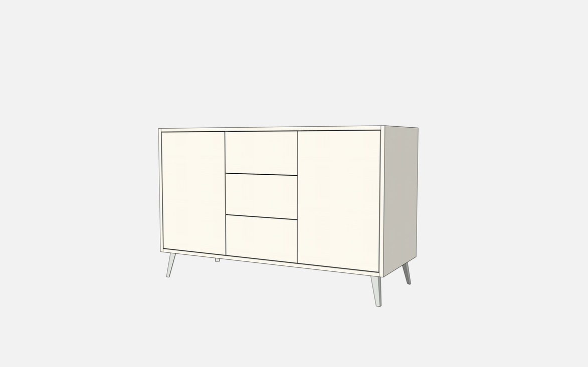 Double Door Vanity Base with Three Drawers - Under Mount Sink