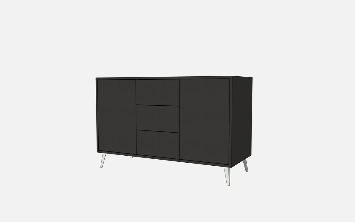 Double Door Vanity Base with Three Drawers - Under Mount Sink