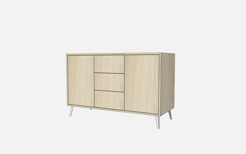 Double Door Vanity Base with Three Drawers - Top Mount Sink