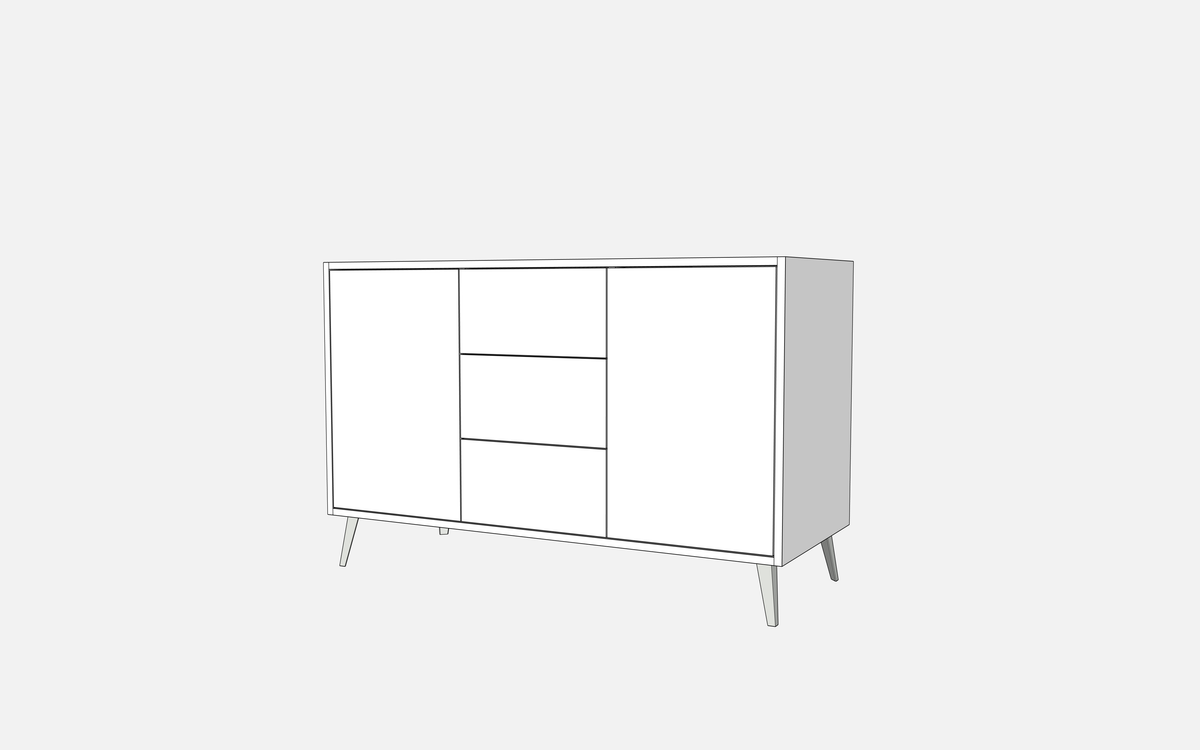 Double Door Vanity Base with Three Drawers - Under Mount Sink