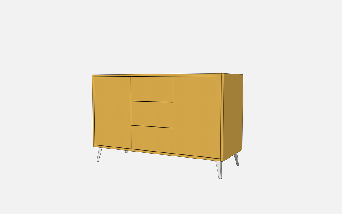 Double Door Vanity Base with Three Drawers - Under Mount Sink