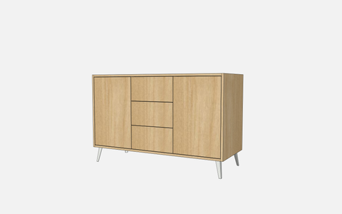 Double Door Vanity Base with Three Drawers - Under Mount Sink