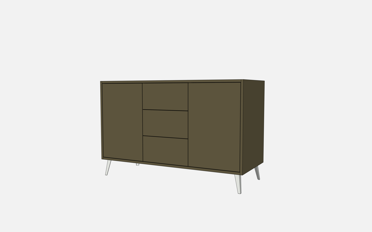 Double Door Vanity Base with Three Drawers - Under Mount Sink