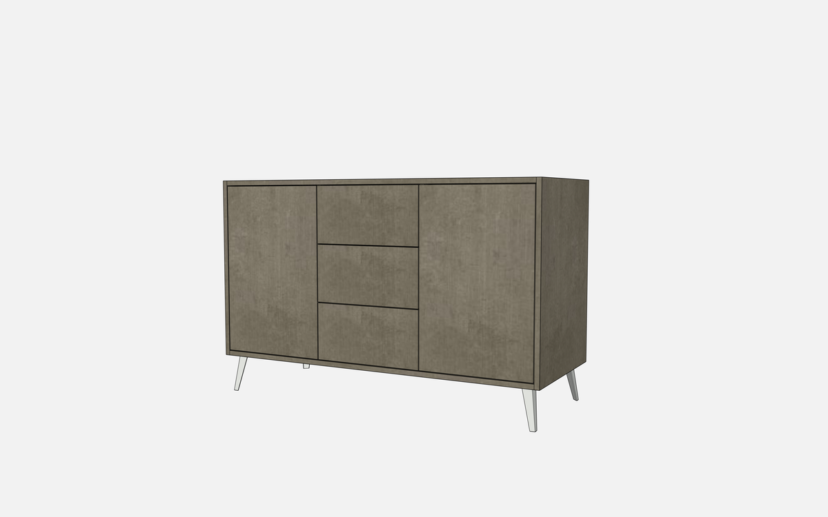 Double Door Vanity Base with Three Drawers - Under Mount Sink
