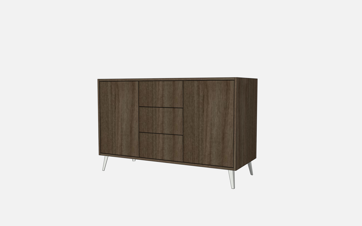 Double Door Vanity Base with Three Drawers - Under Mount Sink
