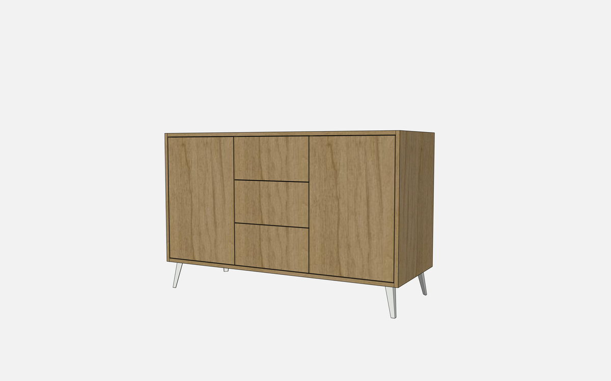 Double Door Vanity Base with Three Drawers - Under Mount Sink