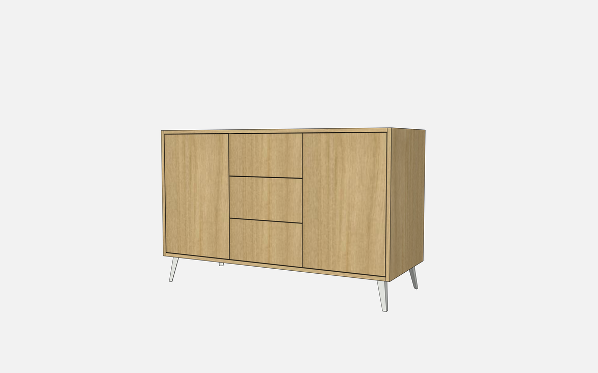 Double Door Vanity Base with Three Drawers - Under Mount Sink
