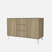 Double Door Vanity Base with Three Drawers - Under Mount Sink