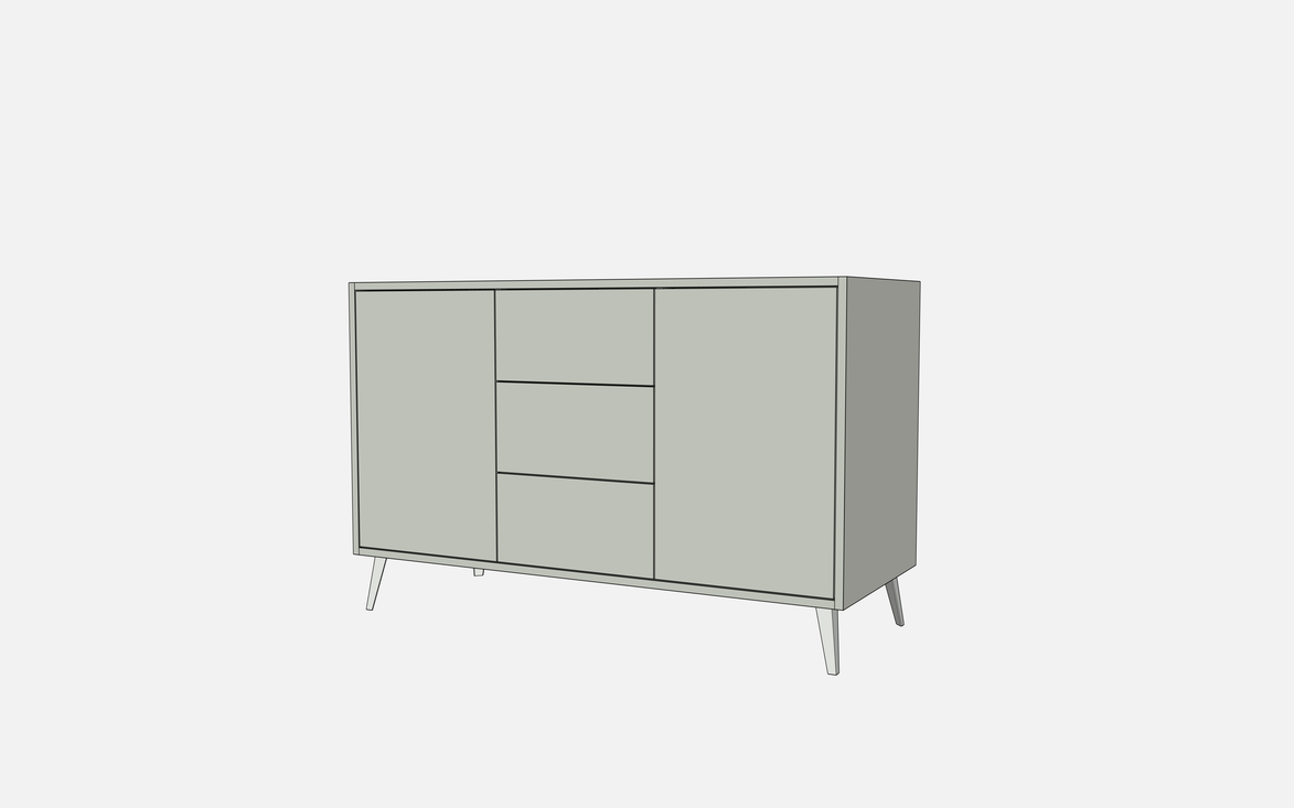 Double Door Vanity Base with Three Drawers - Under Mount Sink