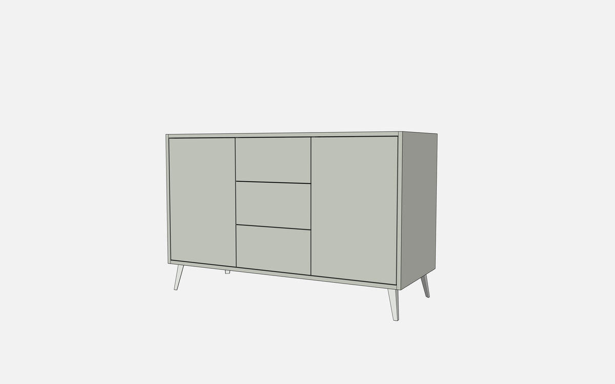 Double Door Vanity Base with Three Drawers - Under Mount Sink