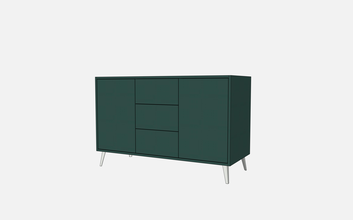 Double Door Vanity Base with Three Drawers - Under Mount Sink