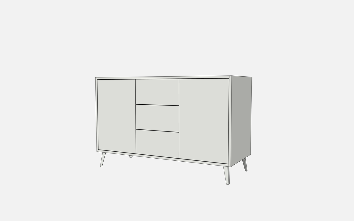 Double Door Vanity Base with Three Drawers - Under Mount Sink