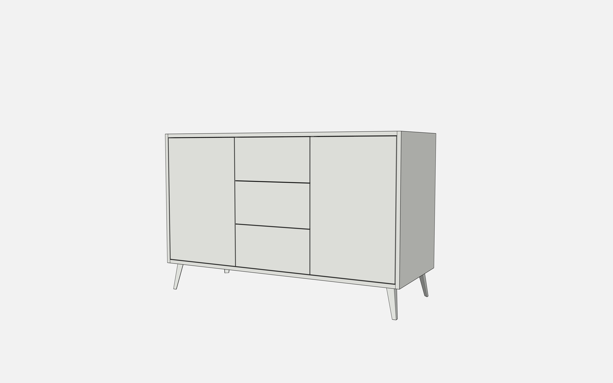 Double Door Vanity Base with Three Drawers - Under Mount Sink