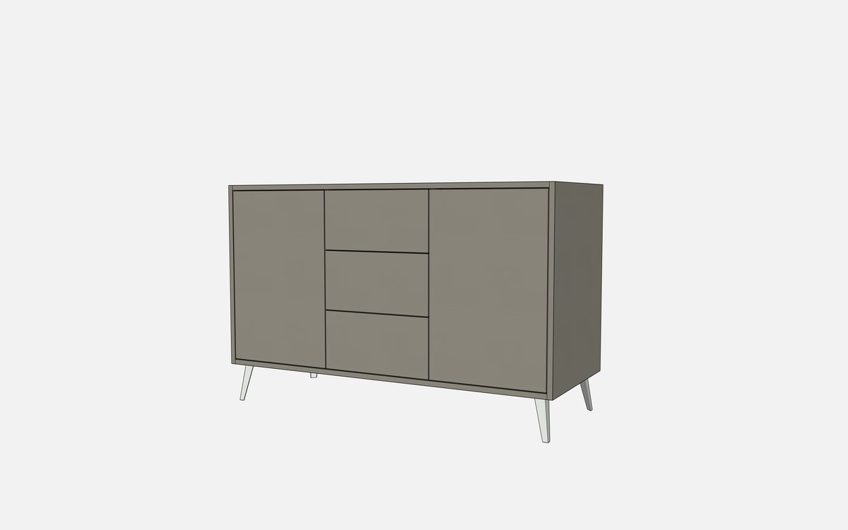 Double Door Vanity Base with Three Drawers - Under Mount Sink