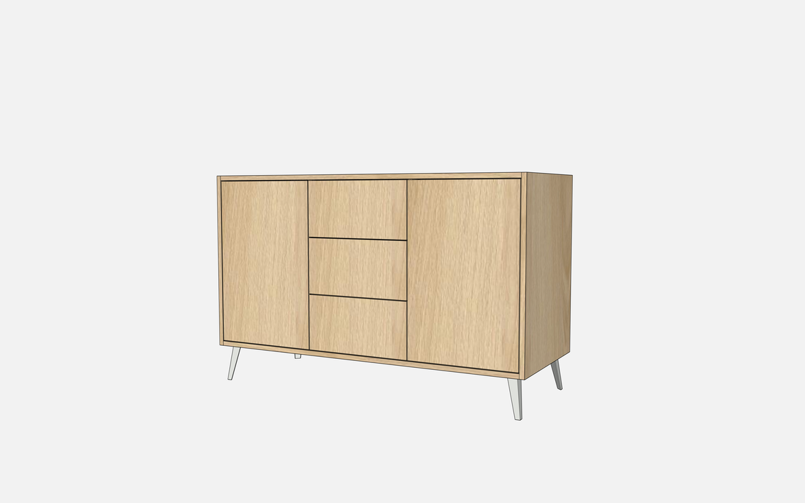 Double Door Vanity Base with Three Drawers - Under Mount Sink