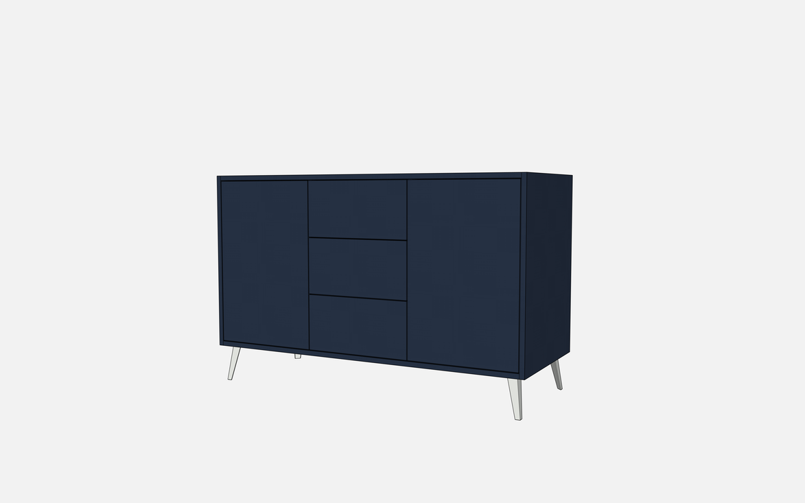 Double Door Vanity Base with Three Drawers - Under Mount Sink