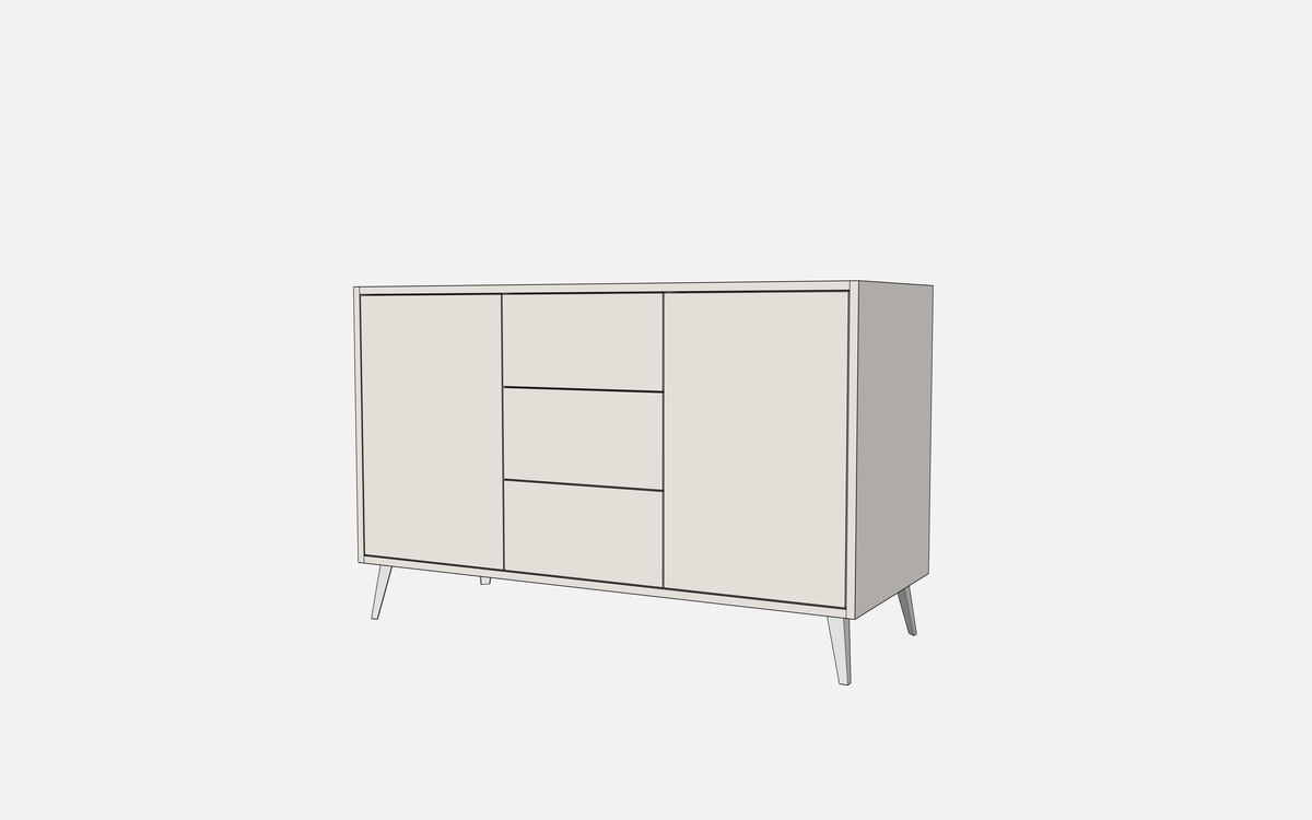 Double Door Vanity Base with Three Drawers - Under Mount Sink