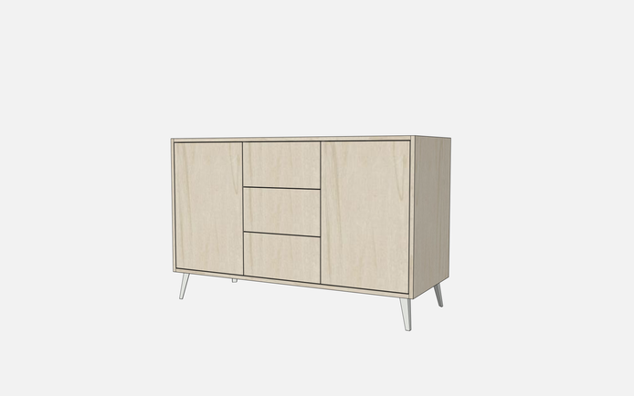 Double Door Vanity Base with Three Drawers - Under Mount Sink