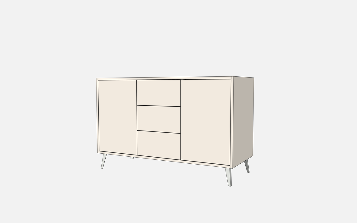 Double Door Vanity Base with Three Drawers - Under Mount Sink