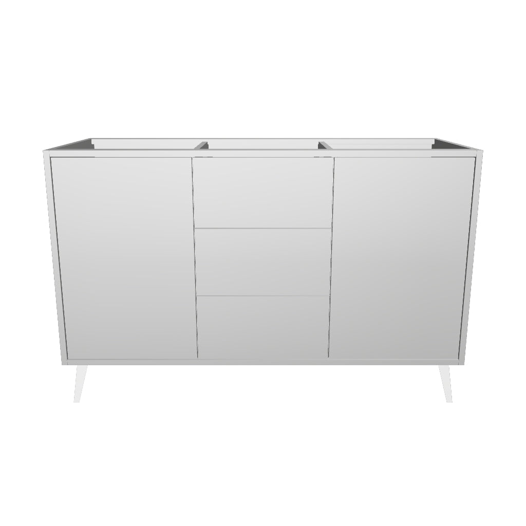 Double Door Vanity Base with Three Drawers - Under Mount Sink